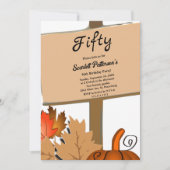 エレガント素朴パンプキ葉ン秋50誕生日 招待状 (正面)