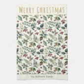 エレガント素朴パーソナライズされたクリスマス キッチンタオル (縦)