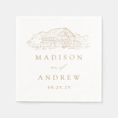 エレガント素朴パーソナライズされた結婚金ゴールド スタンダードカクテルナプキン (正面)