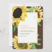 エレガント素朴ヒマワリ結婚ブラウン 招待状 (正面)