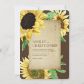エレガント素朴ヒマワリ結婚ブラウン 招待状 (正面)