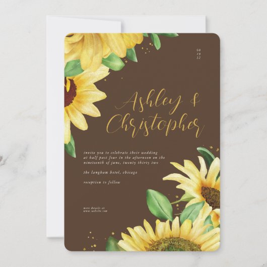 エレガント素朴ヒマワリ結婚ー 招待状 (正面)
