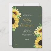 エレガント素朴ヒマワリ結婚ー 招待状 (正面)