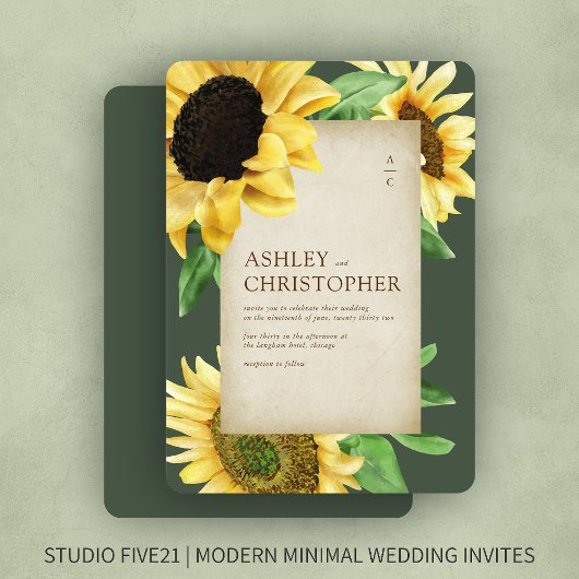 エレガント素朴ヒマワリ結婚ー 招待状