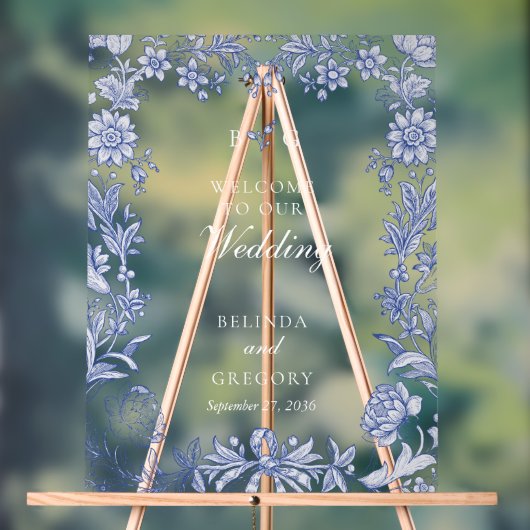 エレガント素朴フランスのフローラ結婚ズ アクリルサイン (ニュートラル)