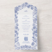 エレガント素朴フランスのフローラ結婚ズ オールインワン招待状 (内側)