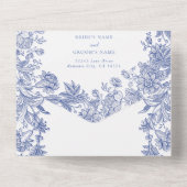 エレガント素朴フランスのフローラ結婚ズ オールインワン招待状 (裏面)