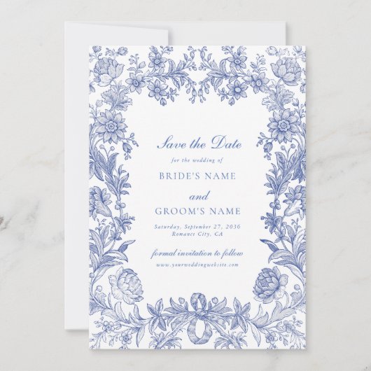 エレガント素朴フランスのフローラ結婚ズ セーブザデート (正面)