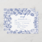 エレガント素朴フランスのフローラ結婚ズ 出欠カード (正面/裏面)
