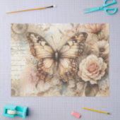 エレガント素朴フローラとレースヴィンテージの分離 薄葉紙 (クラフト)