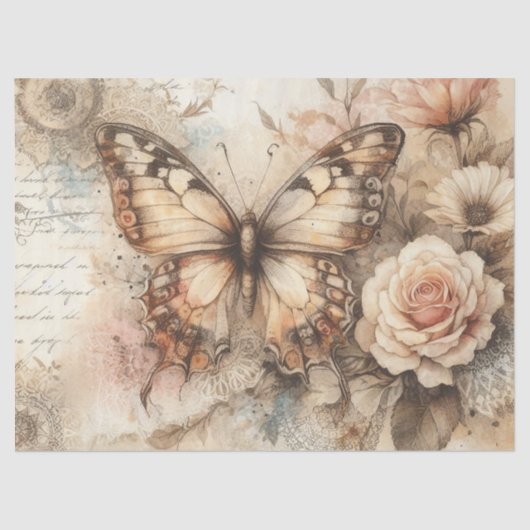 エレガント素朴フローラとレースヴィンテージの分離 薄葉紙 (正面)