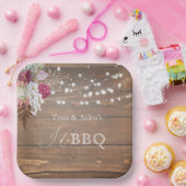 エレガント素朴フローラウッドI do BBQ ペーパープレート (パーティー)