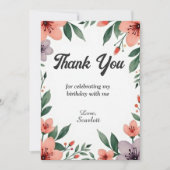 エレガント素朴フローラガーデンサマー誕生日 サンキューカード (正面)