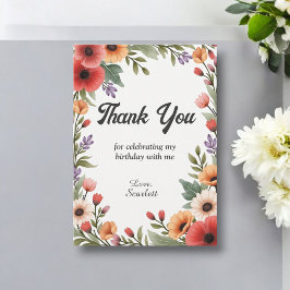 エレガント素朴フローラガーデンサマー誕生日 サンキューカード