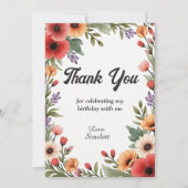 エレガント素朴フローラガーデンサマー誕生日 サンキューカード (正面)