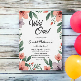 エレガント素朴フローラガーデン夏の第1誕生日 招待状