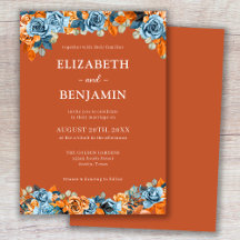 エレガント素朴フローラネイビーラストテラコタ結婚ス