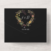 エレガント素朴フローラハート結婚QR オールインワン招待状 (裏面)