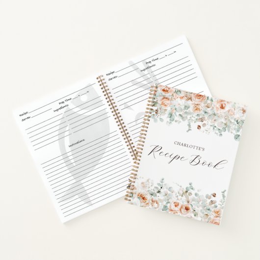 エレガント素朴フローラパーソナライズされたレシピ ノートブック (内部)