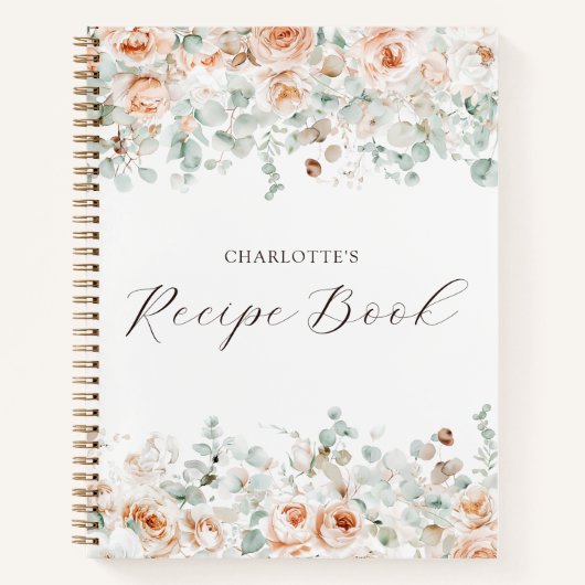 エレガント素朴フローラパーソナライズされたレシピ ノートブック (正面)