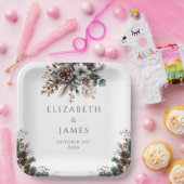 エレガント素朴フローラフォレストピネコ結婚ネス ペーパープレート (パーティー)