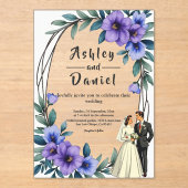 エレガント素朴フローラリース新郎結婚の アクリル招待状 (正面)