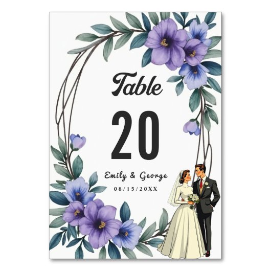 エレガント素朴フローラリース新郎結婚の テーブルナンバー (裏面)