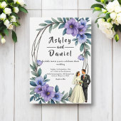 エレガント素朴フローラリース新郎結婚の 招待状