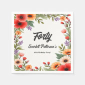 エレガント素朴フローラ園夏40歳の誕生日 スタンダードカクテルナプキン (正面)