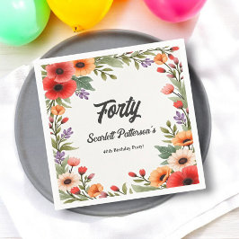 エレガント素朴フローラ園夏40歳の誕生日 スタンダードカクテルナプキン