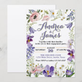 エレガント素朴フローラ婚約パーティ 招待状 (正面/裏面)