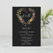 エレガント素朴フローラ結婚ハート 招待状 (スタンド正面)