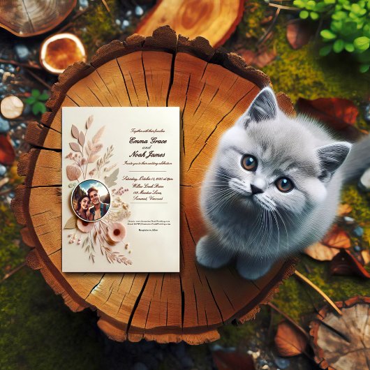 エレガント素朴フローラ結婚式招待状 招待状