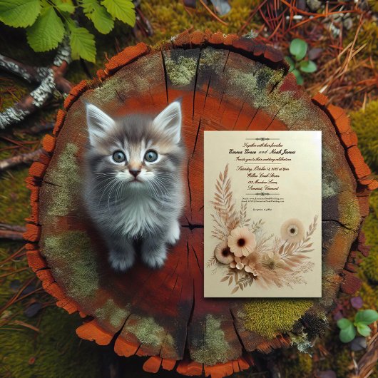 エレガント素朴フローラ結婚式招待状 招待状