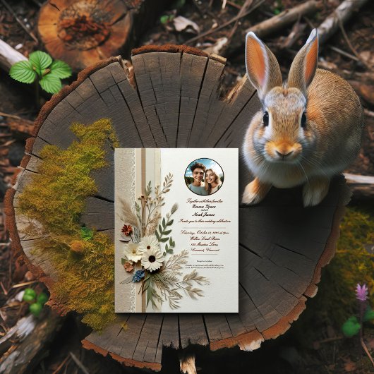 エレガント素朴フローラ結婚式招待状 招待状