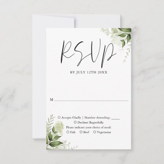 エレガント素朴フローラ結婚 出欠カード (正面)