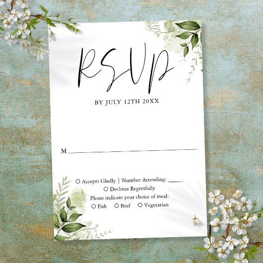 エレガント素朴フローラ結婚 出欠カード