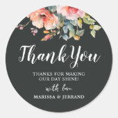 エレガント素朴フローラ金ゴールドフレーム結婚式の引き出物 ラウンドシール (正面)