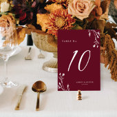 エレガント素朴ブルゴーニュワイルドフラワーズボホ結婚の テーブルナンバー