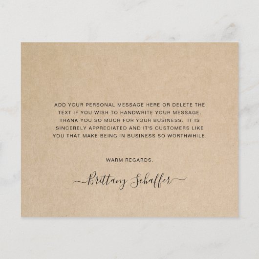 エレガント素朴プロフェッショナル予算サンキューカード (裏面)
