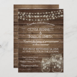 エレガント素朴メイスンの結婚電灯 招待状