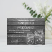 エレガント素朴メイソンジャールライトB&W結婚ズカード 招待状 (スタンド正面)