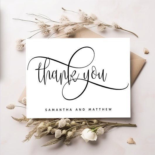 エレガント素朴モダンありがとうクラフト結婚ズ サンキューカード