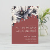 エレガント素朴モダン秋レッドフローラ結婚ズ 招待状 (スタンド正面)