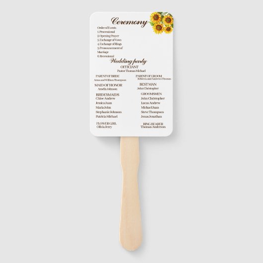 エレガント素朴モダン結婚式 プログラム ハンドファン (裏面)