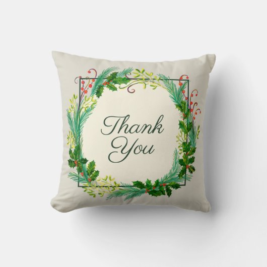 エレガント素朴モダンGreen Taupeありがとう クッション (正面)