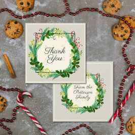 エレガント素朴モダンGreen Taupeありがとう サンキューカード