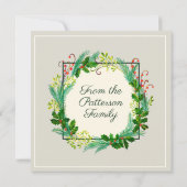 エレガント素朴モダンGreen Taupeありがとう サンキューカード (裏面)