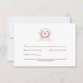 エレガント素朴モノグラム植物株結婚式 出欠カード (正面)