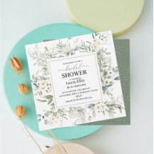 エレガント素朴ユーカリ葉招待状